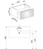 Keuco X-Line - Waschtischunterschrank 1 Front-Auszug weiß/Glas weiß 800x400x490mm