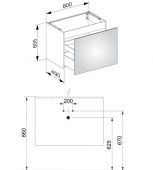 Keuco X-Line - Waschtischunterschrank 1 Front-Auszug weiß/Glas weiß 800x605x490mm