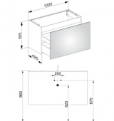 Keuco X-Line - Waschtischunterschrank 1 Front-Auszug inox/Glas inox 1000x605x490mm