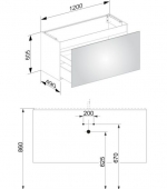 Keuco X-Line - Waschtischunterschrank 1 Front-Auszug inox/Glas inox 1200x605x490mm