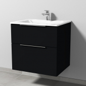 Sanipa 3way - Waschtischunterschrank mit Waschtisch mit 2 Auszügen 600x582x487mm schwarz matt/schwarz matt