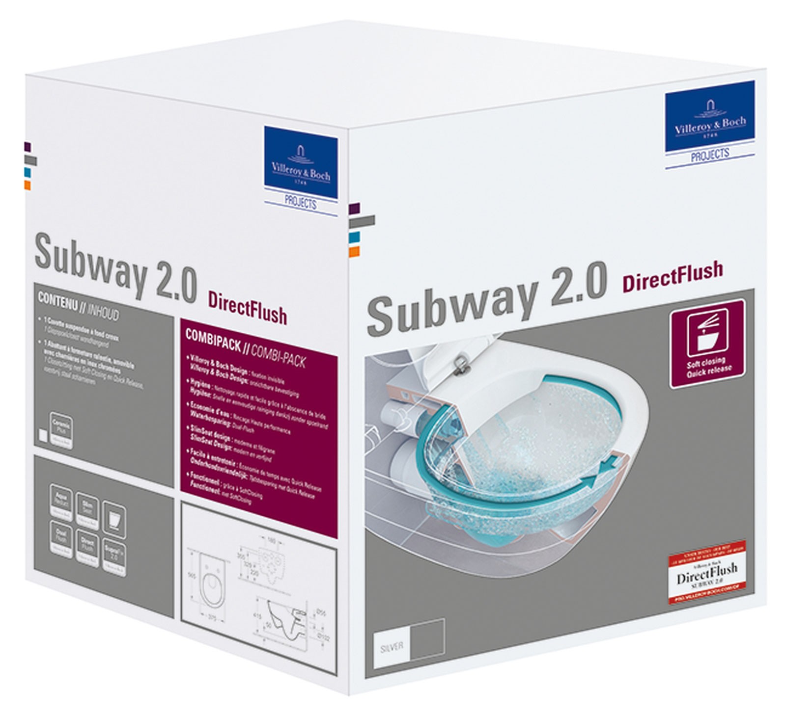 Veronderstelling eindeloos Huiswerk maken Villeroy & Boch Subway 2.0 Wall Hung Washdown WC Pack with DirectFlush and  SlimSeat | xTWOstore