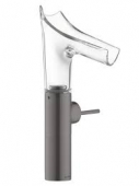 AXOR Starck V - Single Lever Basin Mixer 220 with glass spout with non-closable drain valve brushed black chrome