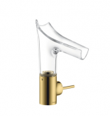 AXOR Starck V - Single Lever Basin Mixer 140 with glass spout with non-closable drain valve polished gold-optic