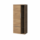 Sanipa 3way - Storage cupboard with 1 door & 1 open compartment & 1 pull out & hinges left 600x1360x345mm kansas oak/kansas oak