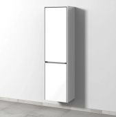 Sanipa Twiga - Tall cabinet with 1 door hinges left & 1 tilt-out laundry basket 475x1713x350mm white gloss/white gloss