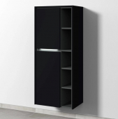 Sanipa Twiga - Storage cupboard with 2 doors & 1 open compartment & hinges left 525x1241x350mm black matt/black matt