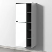 Sanipa Twiga - Storage cupboard with 2 doors & 1 open compartment & hinges left 525x1241x350mm white gloss/white gloss