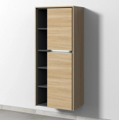 Sanipa Twiga - Storage cupboard with 2 doors & 1 open compartment & hinges right 525x1241x350mm impresso elm/impresso elm