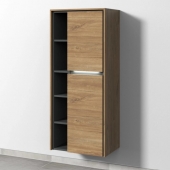 Sanipa Twiga - Storage cupboard with 2 doors & 1 open compartment & hinges right 525x1241x350mm kansas oak/kansas oak