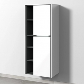 Sanipa Twiga - Storage cupboard with 2 doors & 1 open compartment & hinges right 525x1241x350mm white gloss/white gloss