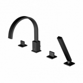 Steinberg Series 135 - 4-hole deck-mounted bathtub fitting with 2 outlets matt black