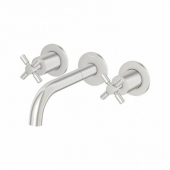 Steinberg Series 250 - 3-Hole Basin Taps wall-mounted with projection 195 mm without waste set brushed nickel